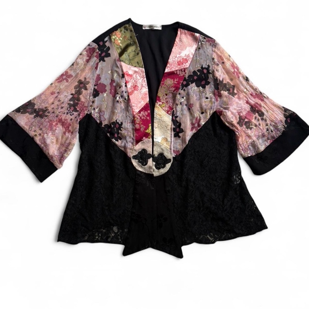 Spencer Alexis Silk Blend Floral Kimono Bohemian Festival Coachella Latch Top M